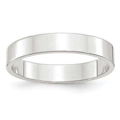 10k White Gold 4mm Lightweight Flat Wedding Band Ring