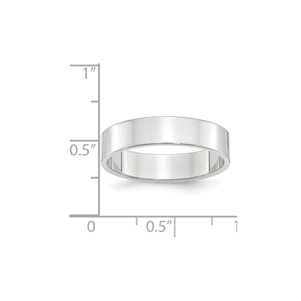 14k White Gold 5mm Lightweight Flat Wedding Band Ring
