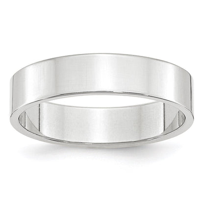 10k White Gold 5mm Lightweight Flat Wedding Band Ring