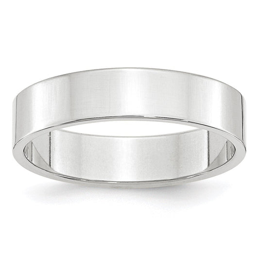 18k White Gold 5mm Lightweight Flat Wedding Band Ring