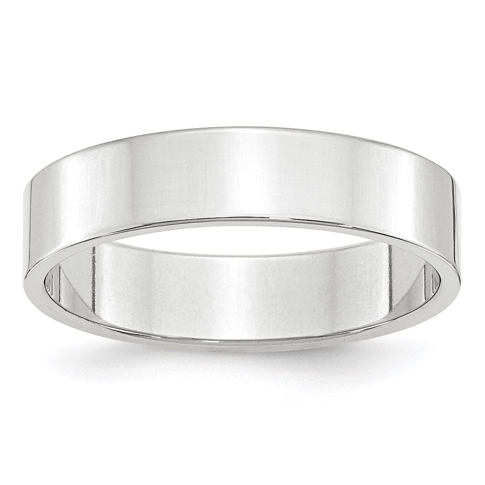 14k White Gold 5mm Lightweight Flat Wedding Band Ring