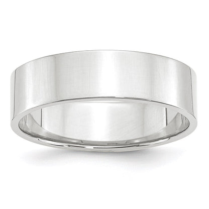 18k White Gold 6mm Lightweight Flat Wedding Band Ring