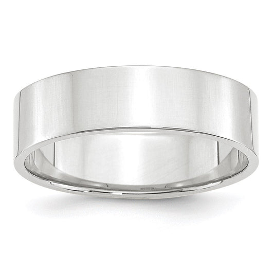 10k White Gold 6mm Lightweight Flat Wedding Band Ring