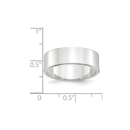 10k White Gold 7mm Lightweight Flat Wedding Band Ring
