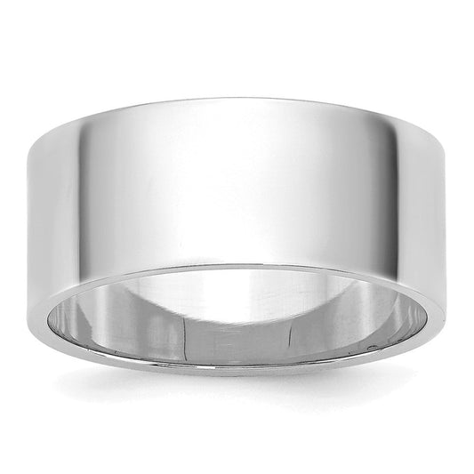 18k White Gold 8mm Lightweight Flat Wedding Band Ring