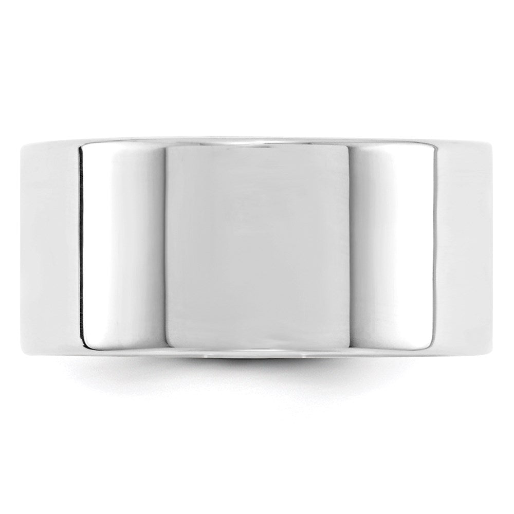 14k White Gold 10mm Lightweight Flat Wedding Band Ring
