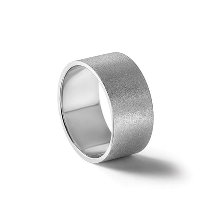 14k White Gold 10mm Lightweight Flat Wedding Band Ring