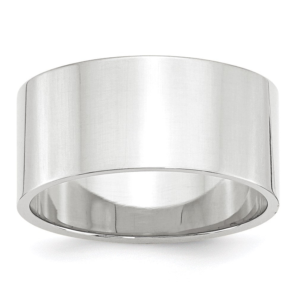 14k White Gold 10mm Lightweight Flat Wedding Band Ring