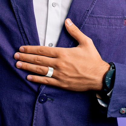 14k White Gold 12mm Lightweight Flat Wedding Band Ring