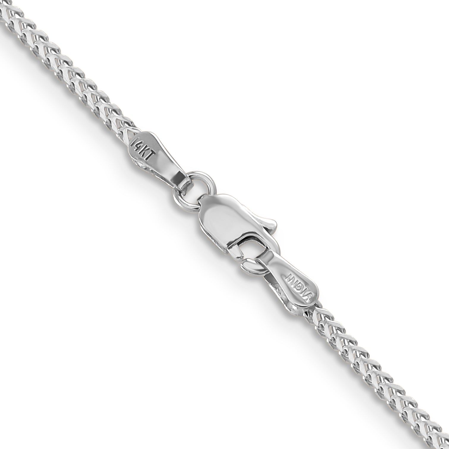 14K White Gold 24 Inch 1.3mm Franco With Lobster Clasp Chain Necklace