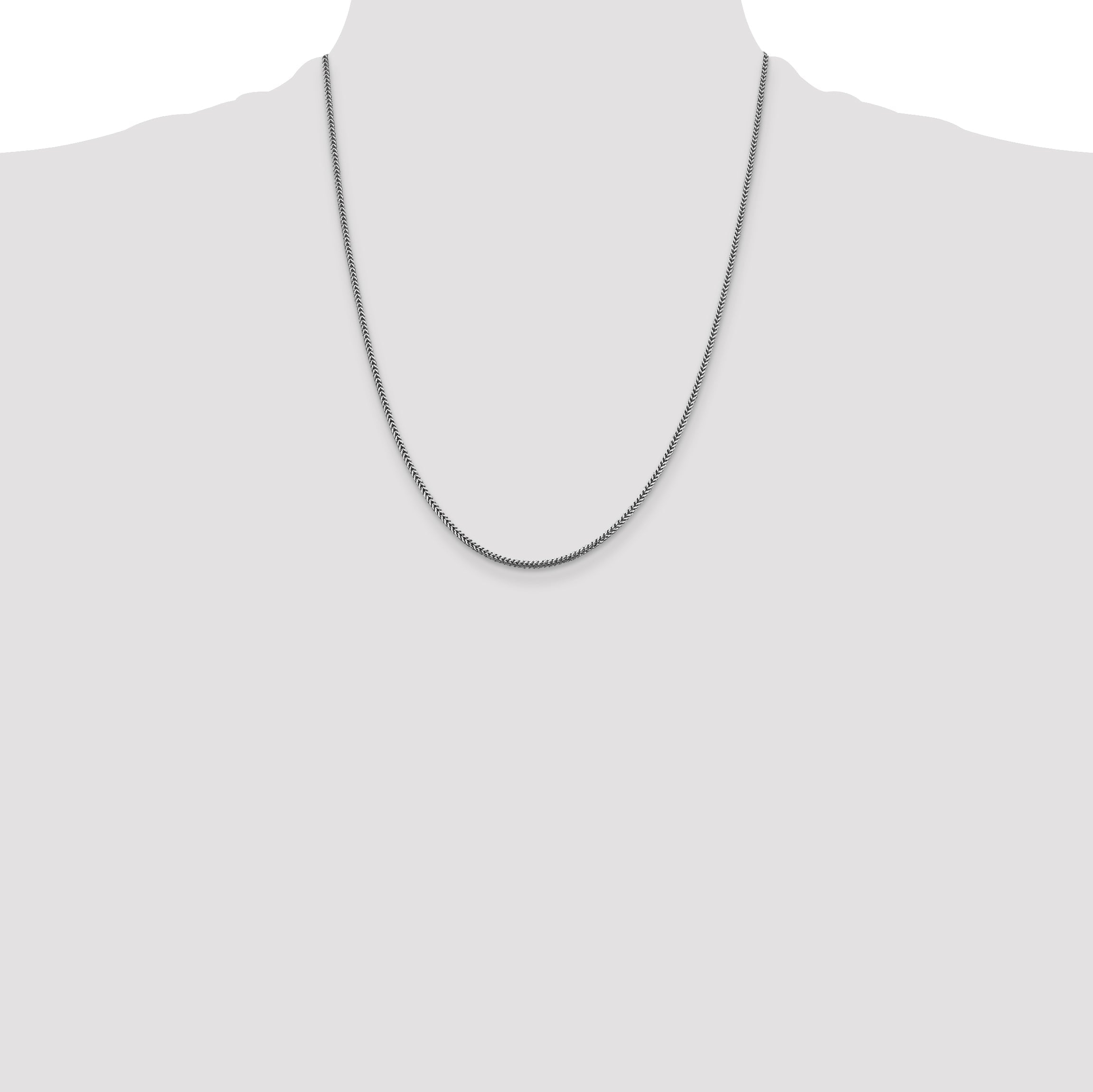 14K White Gold 22 Inch 1.4mm Franco With Lobster Clasp Chain Necklace