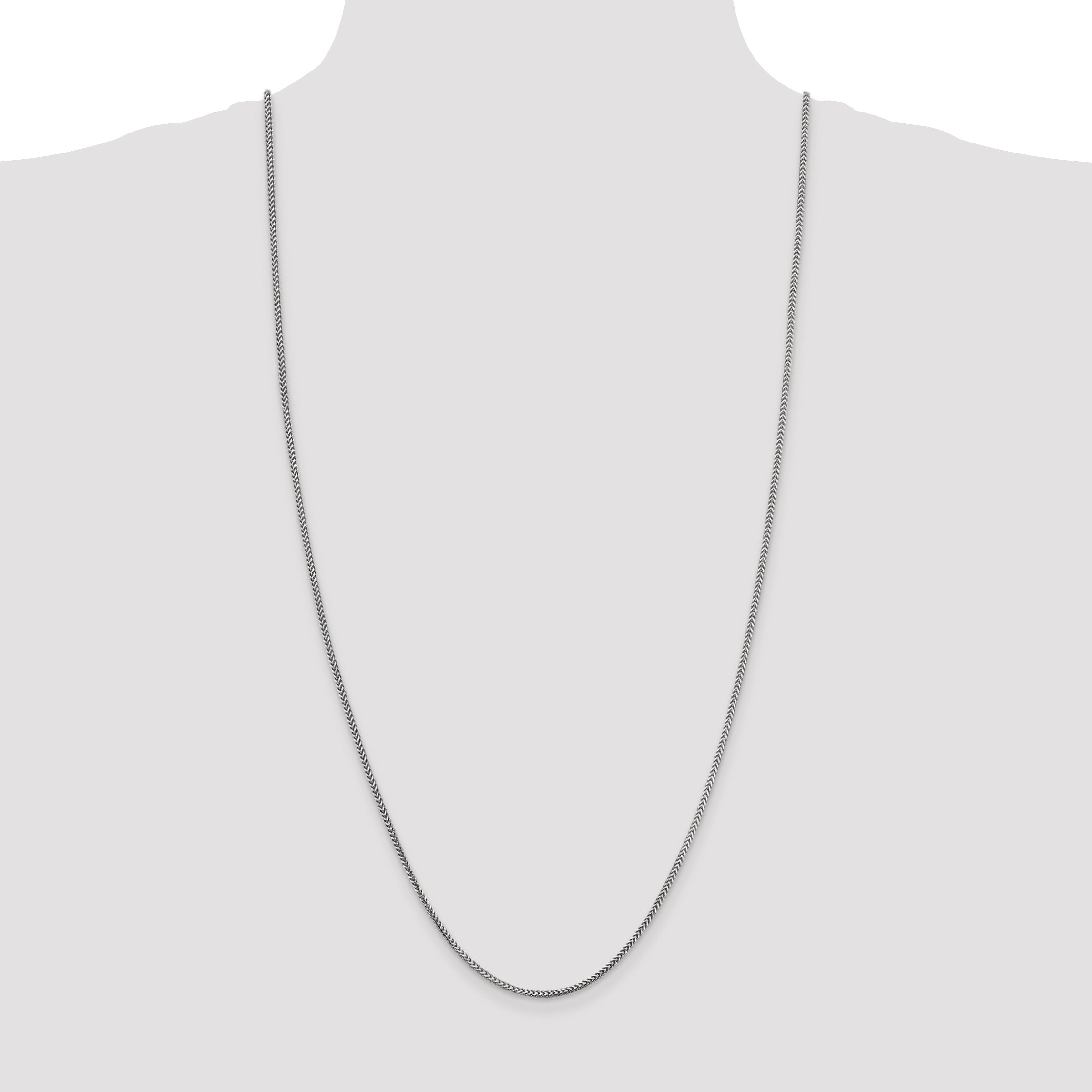 14K White Gold 30 Inch 1.5mm Franco With Lobster Clasp Chain Necklace
