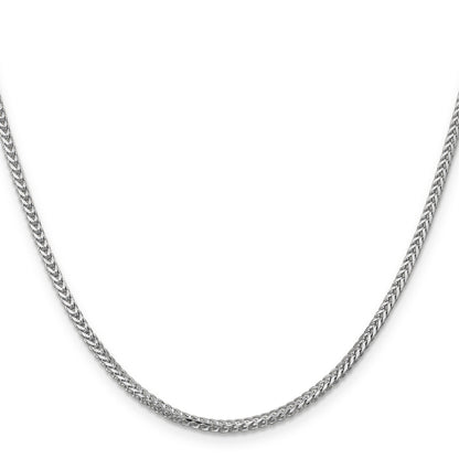 14K White Gold 24 Inch 2mm Franco With Lobster Clasp Chain Necklace
