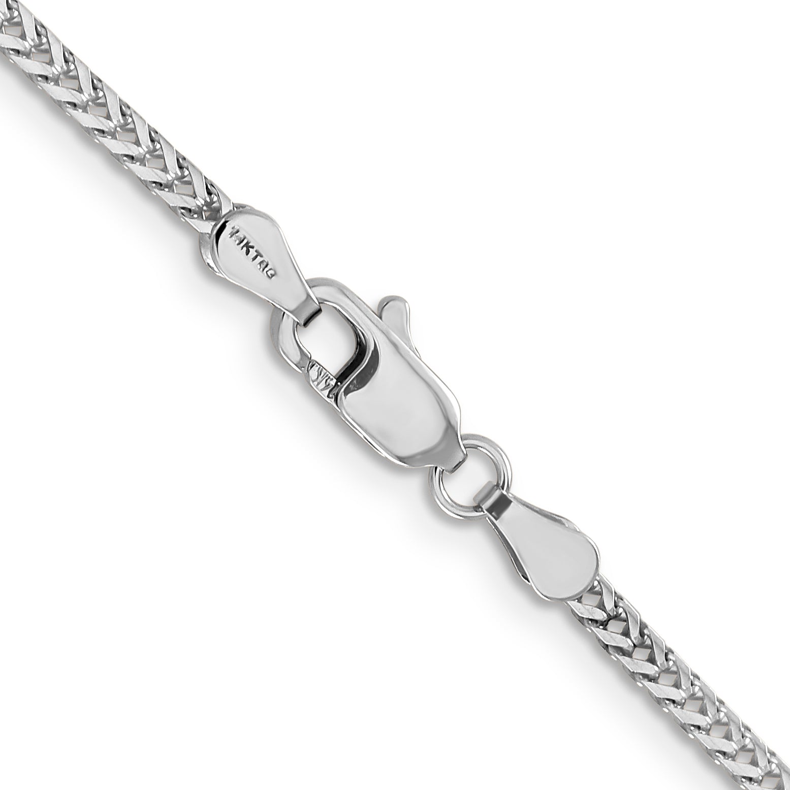 14K White Gold 22 Inch 2mm Franco With Lobster Clasp Chain Necklace