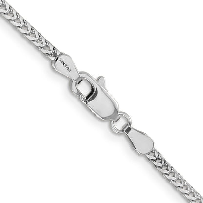 14K White Gold 22 Inch 2mm Franco With Lobster Clasp Chain Necklace