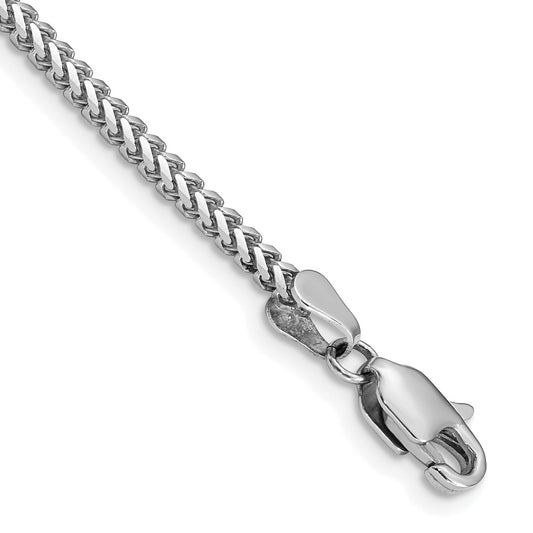14K White Gold 7 Inch 2mm Franco With Lobster Clasp Bracelet