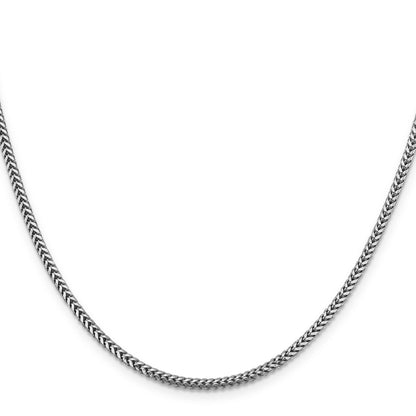 14K White Gold 22 Inch 2.3mm Franco With Lobster Clasp Chain Necklace