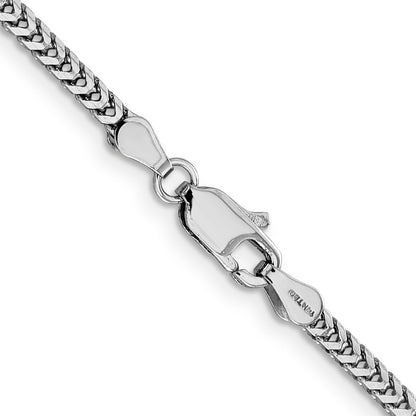 14K White Gold 24 Inch 2.3mm Franco With Lobster Clasp Chain Necklace