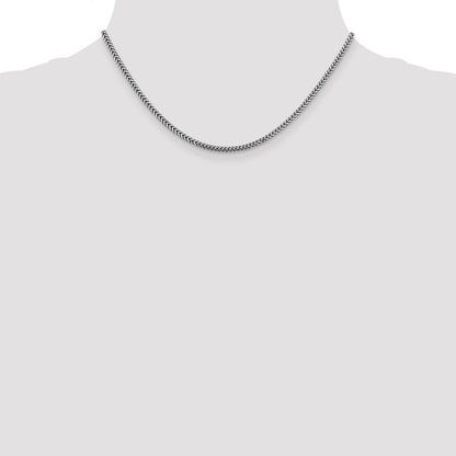 14K White Gold 16 Inch 2.3mm Franco With Lobster Clasp Chain Necklace