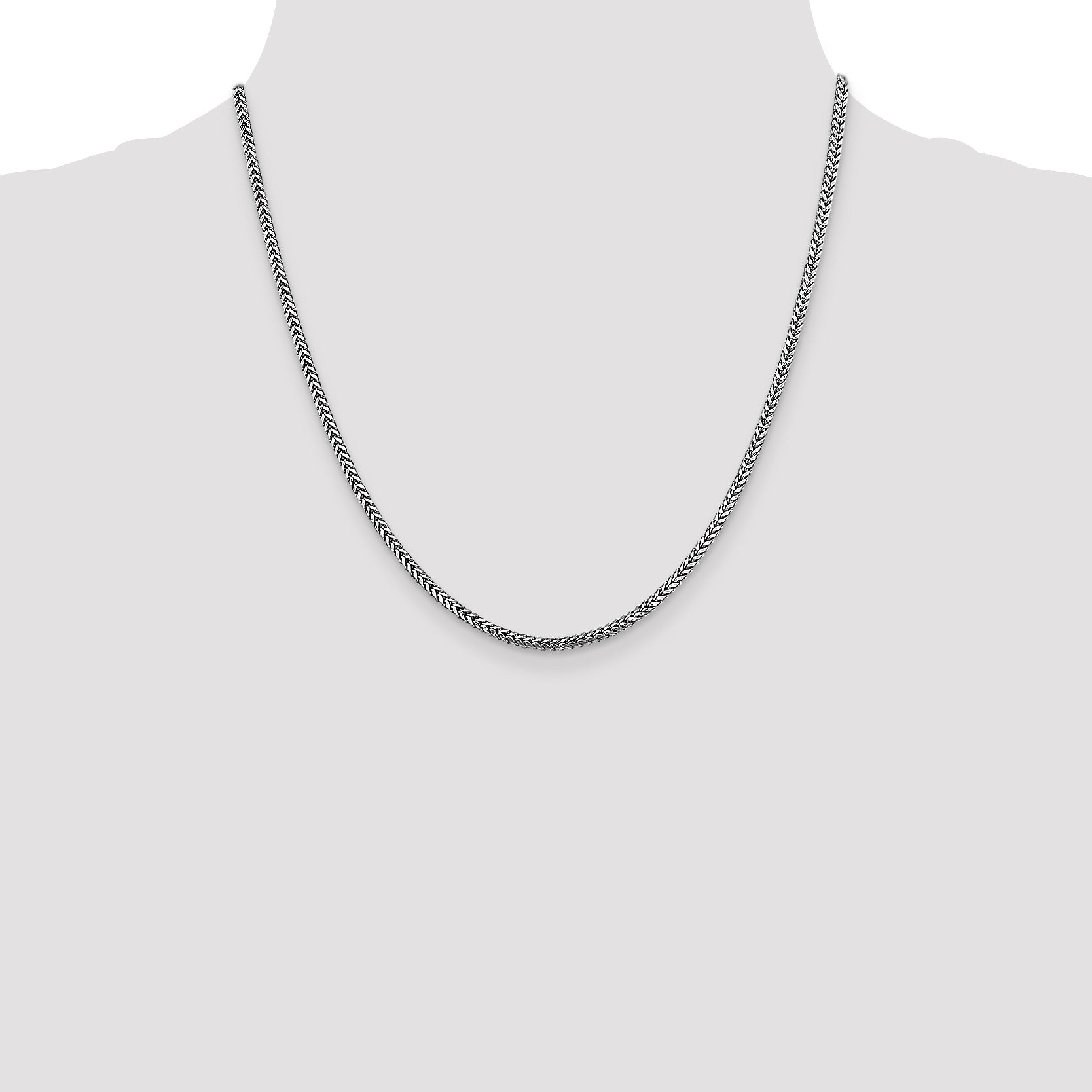 14K White Gold 20 Inch 2.3mm Franco With Lobster Clasp Chain Necklace