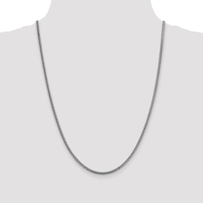 14K White Gold 24 Inch 2.3mm Franco With Lobster Clasp Chain Necklace