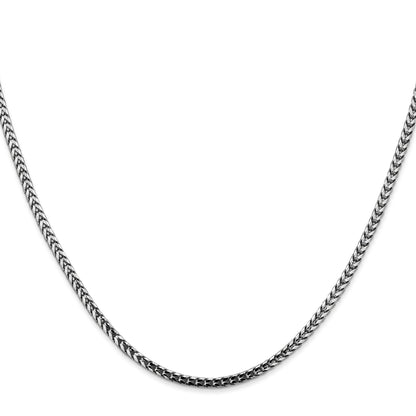 14K White Gold 22 Inch 2.5mm Franco With Lobster Clasp Chain Necklace