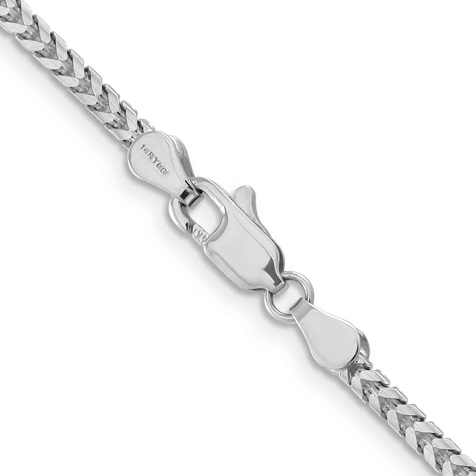14K White Gold 24 Inch 2.5mm Franco With Lobster Clasp Chain Necklace