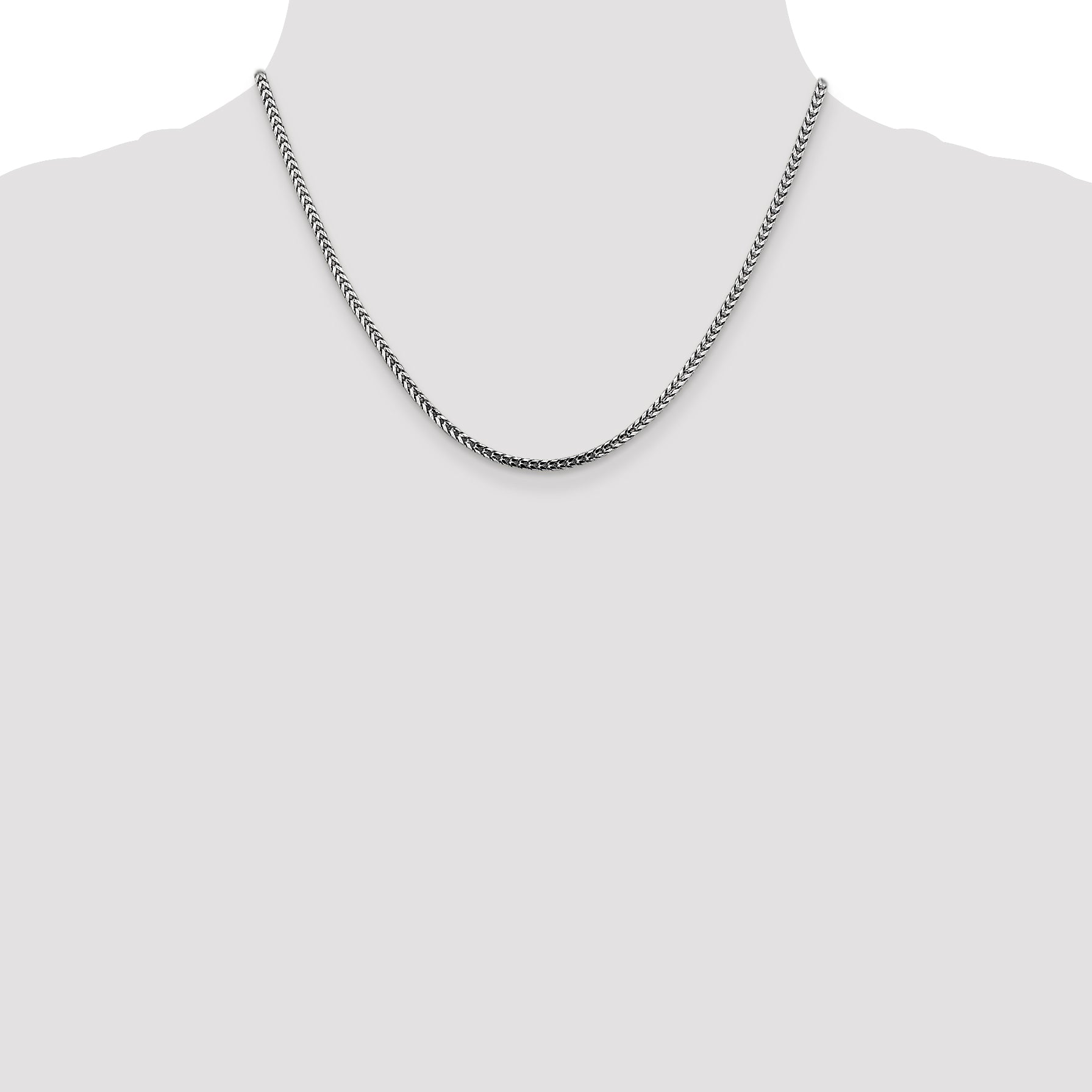 14K White Gold 18 Inch 2.5mm Franco With Lobster Clasp Chain Necklace