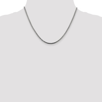 14K White Gold 18 Inch 2.5mm Franco With Lobster Clasp Chain Necklace