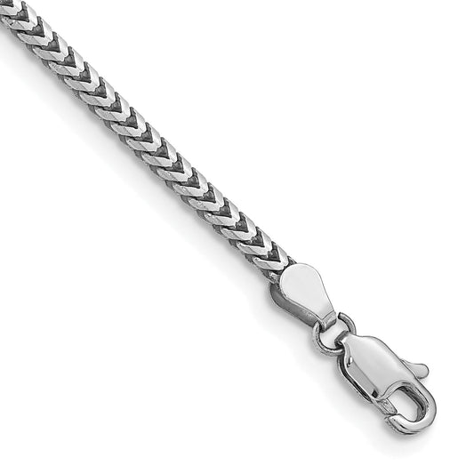 14K White Gold 8 Inch 2.5mm Franco With Lobster Clasp Bracelet