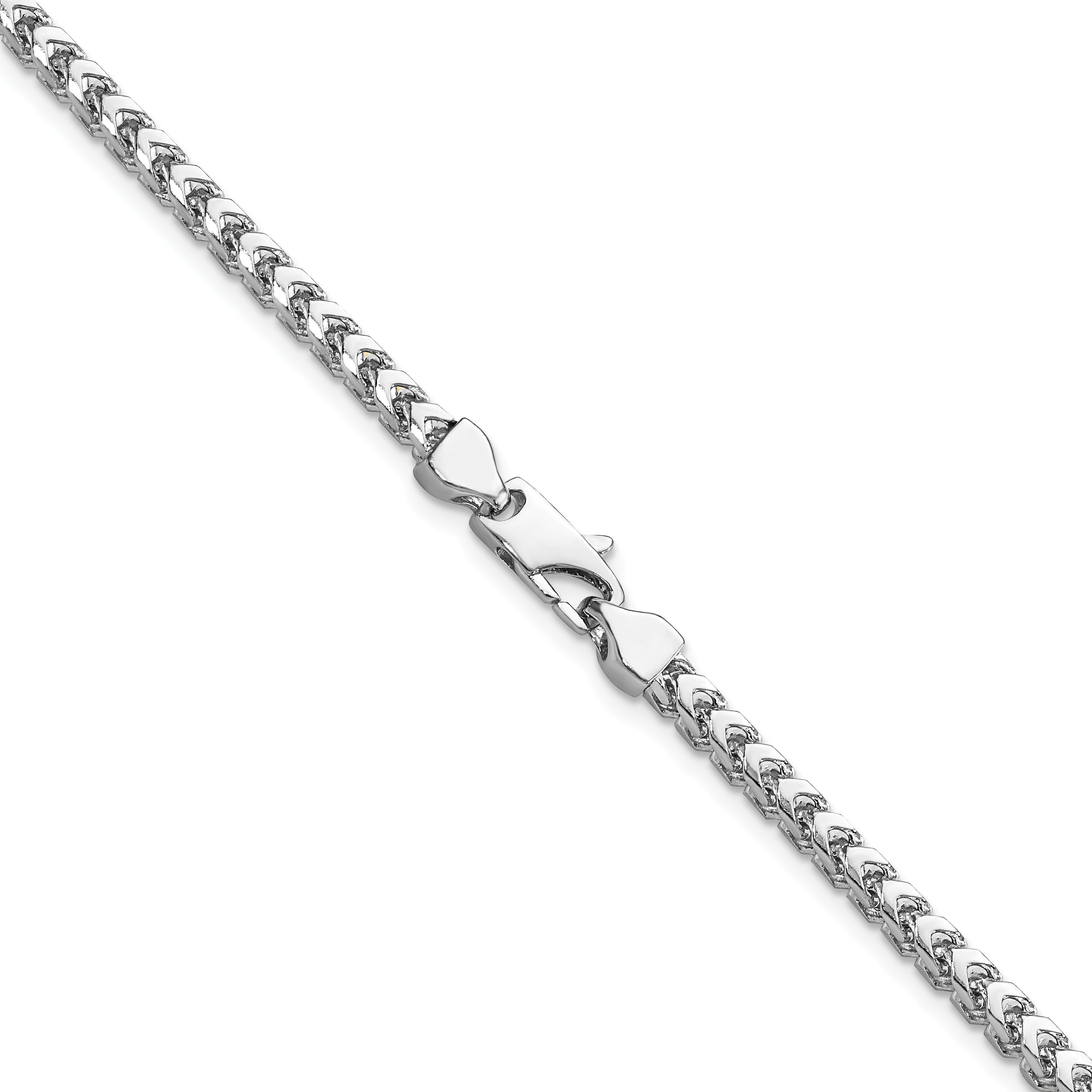 14K White Gold 22 Inch 3mm Franco With Fancy Lobster Clasp Chain Necklace