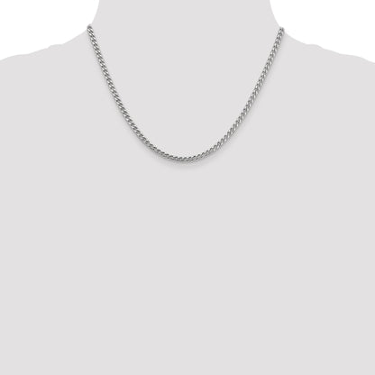 14K White Gold 18 Inch 3mm Franco With Fancy Lobster Clasp Chain Necklace