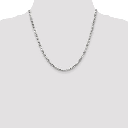 14K White Gold 20 Inch 3mm Franco With Fancy Lobster Clasp Chain Necklace