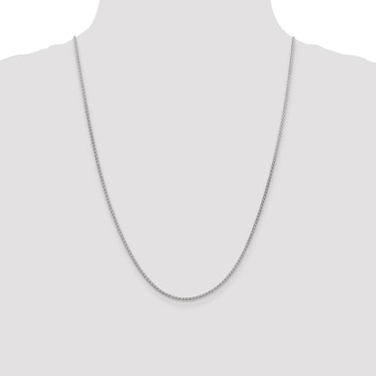 14K White Gold 24 Inch 1.9mm Flat Wheat With Lobster Clasp Chain Necklace