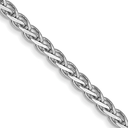 14K White Gold 20 Inch 1.9mm Flat Wheat With Lobster Clasp Chain Necklace
