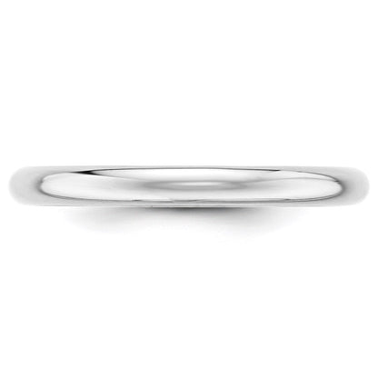 18k White Gold 2.5mm Half-Round Wedding Band Ring