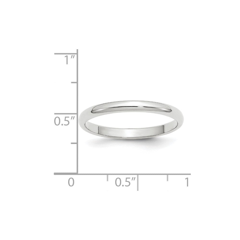 14k White Gold 2.5mm Half-Round Wedding Band Ring