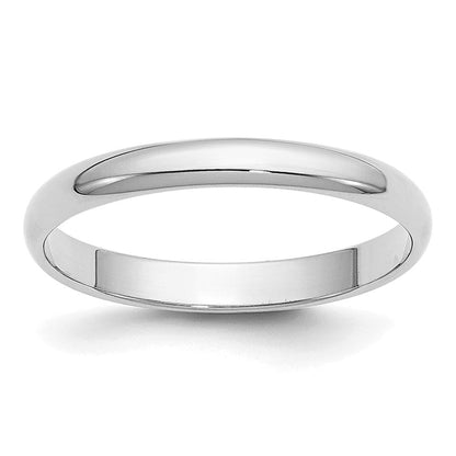 14k White Gold 2.5mm Half-Round Wedding Band Ring