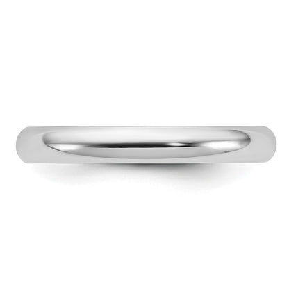 18k White Gold 3mm Half-Round Wedding Band Ring