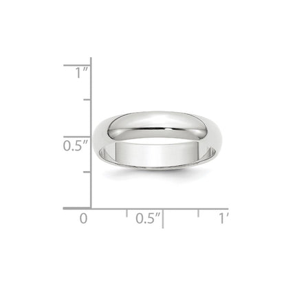 18k White Gold 5mm Half-Round Wedding Band Ring