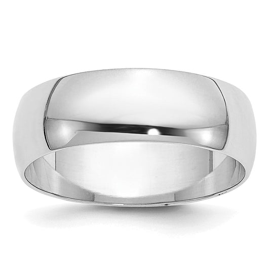 14k White Gold 6mm Half-Round Wedding Band Ring