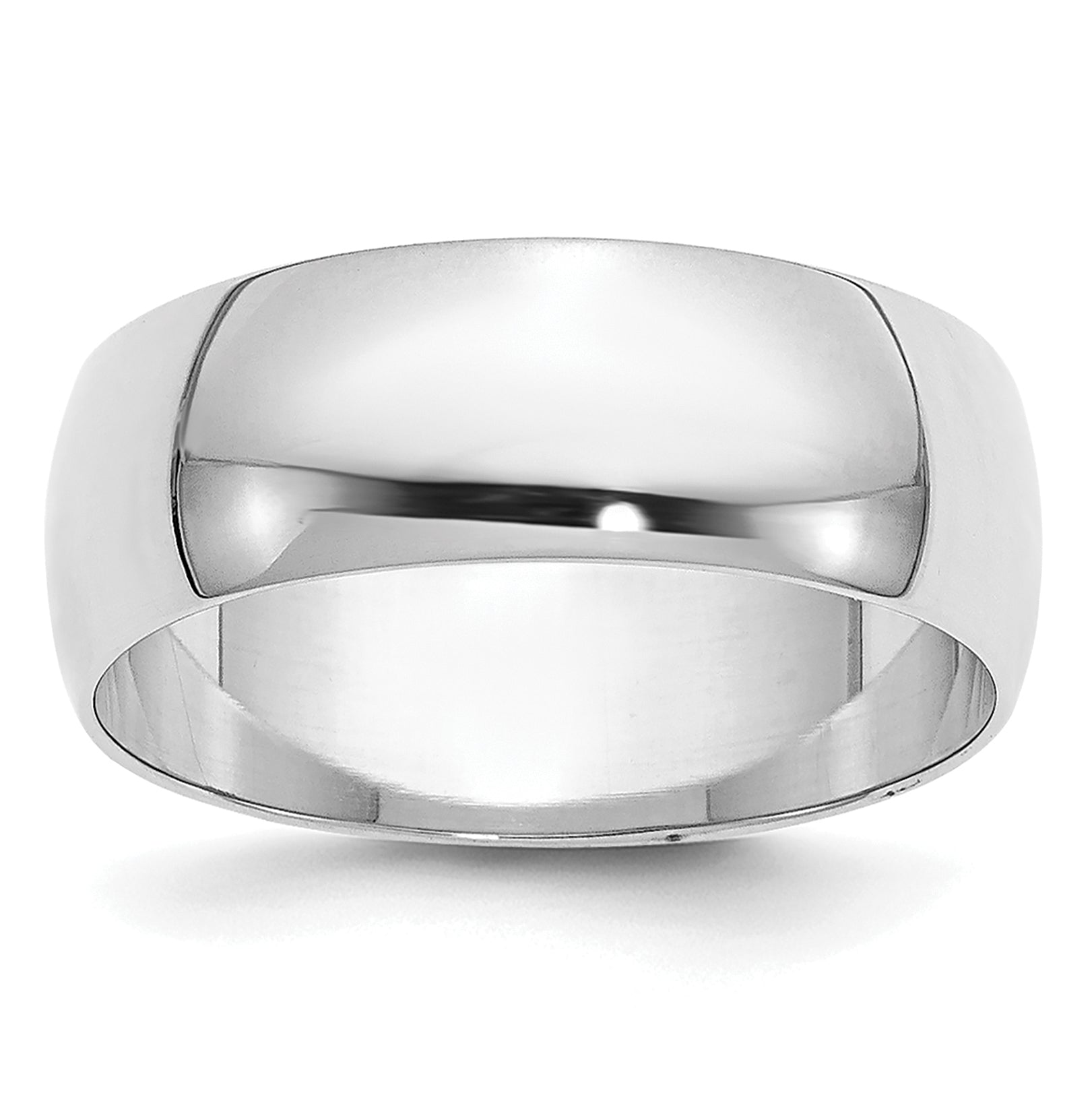 10K White Gold 10Kw 6.5mm Half Round Band Size 8.5