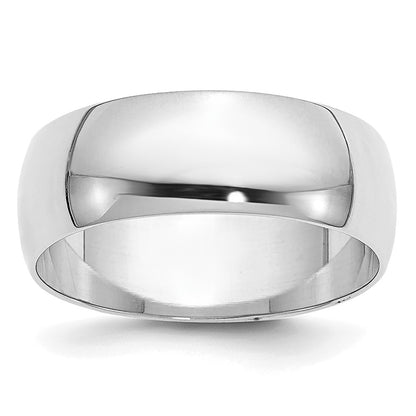 14K White Gold 6.5mm Half Round Band