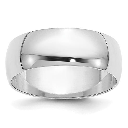 14K White Gold 6.5mm Half Round Band