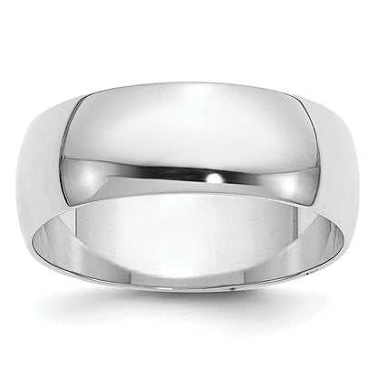 10K White Gold 10Kw 6.5mm Half Round Band Size 6