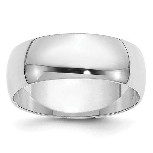 10K White Gold 10Kw 6.5mm Half Round Band Size 6.5