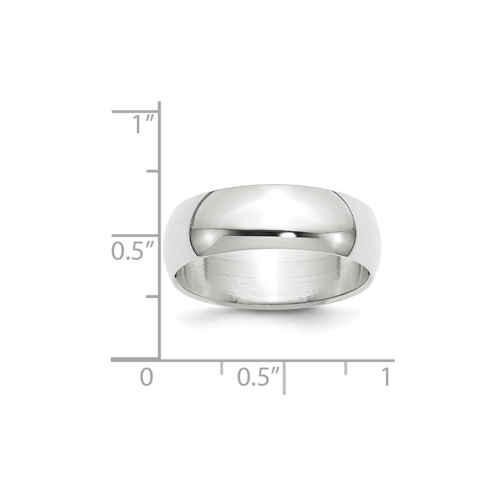 14k White Gold 7mm Half-Round Wedding Band Ring