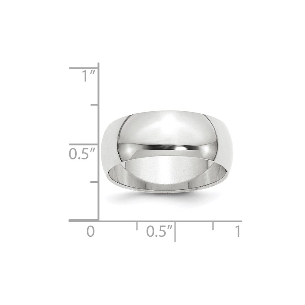 14k White Gold 8mm Half-Round Wedding Band Ring