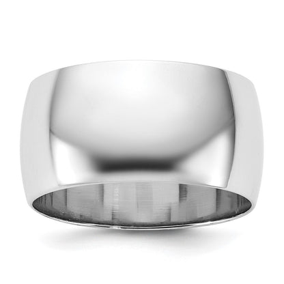 14k White Gold 10mm Half-Round Wedding Band Ring
