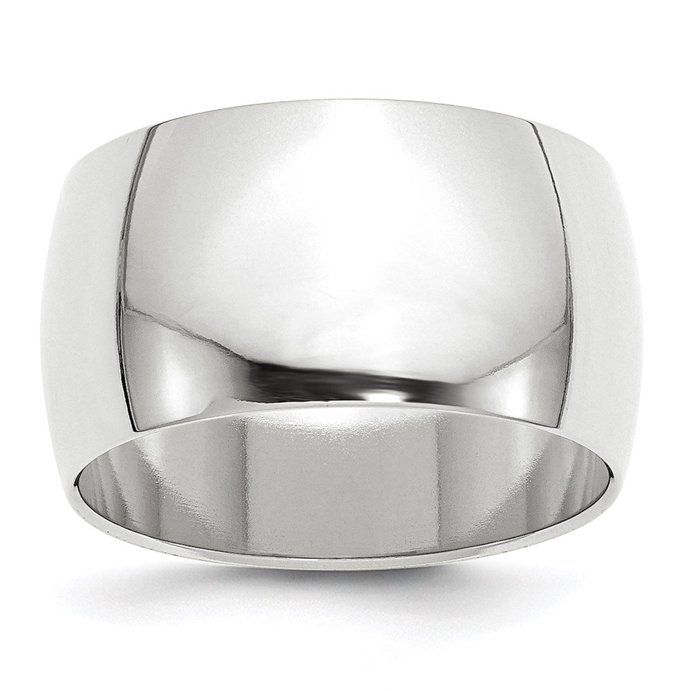 14k White Gold 12mm Half-Round Wedding Band Ring